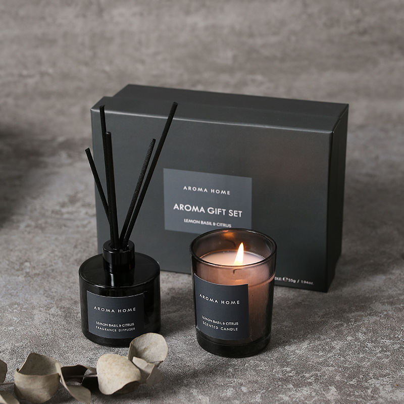 Scented Candle Set - 2Pcs Gift Box Set Aromatherapy Essential