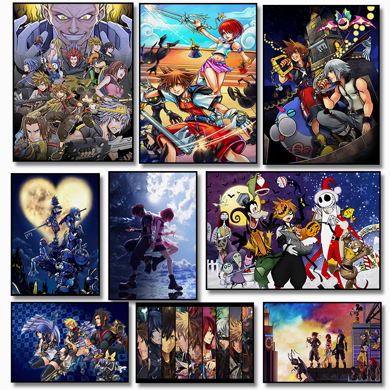 Watercolor Poster Print - Classic Japanese Anime Kingdom Hearts Retro
