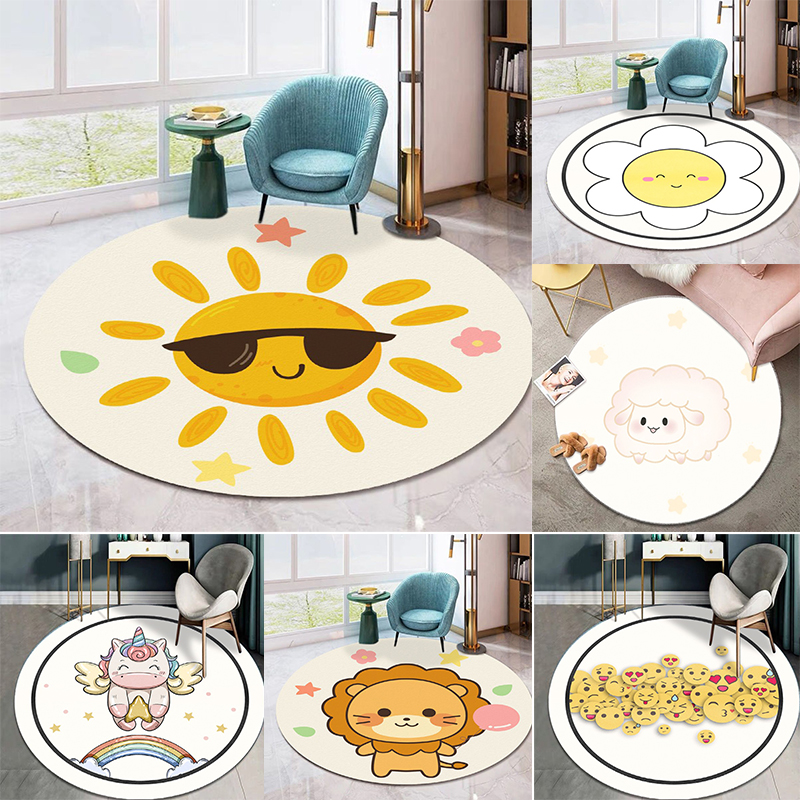 Home Decor Emoji - Cute Cartoon Pattern Round Area Rug