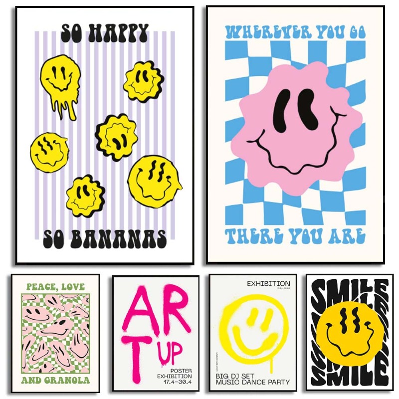Home Decor Emoji - Classic Abstract Wall Art Smiley Face