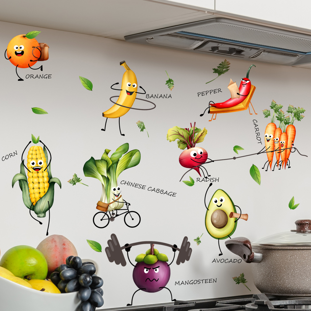 Cartoon Emoji Fruit Wall Stick - Home Decor Emoji ulasan dan harga