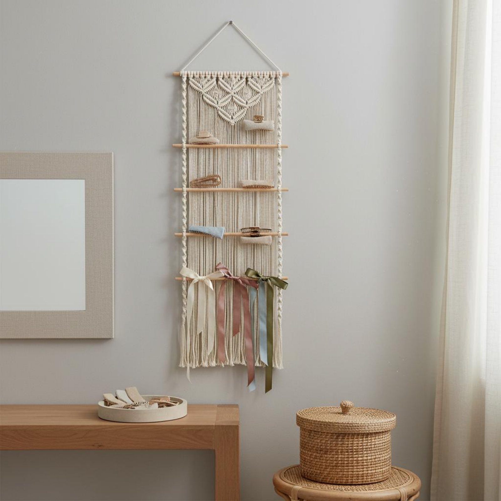 Macrame Hair Clip Holder Handm - Home Decor Organizer ulasan dan harga