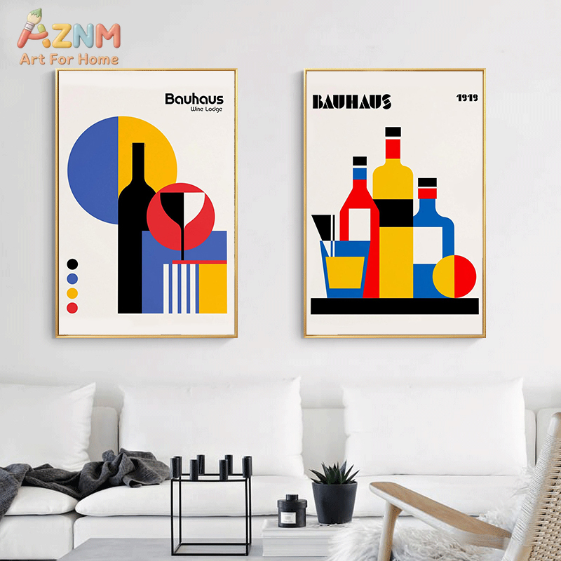 Modern Minimalist Geometry Bau - Watercolor Poster Print ulasan dan harga