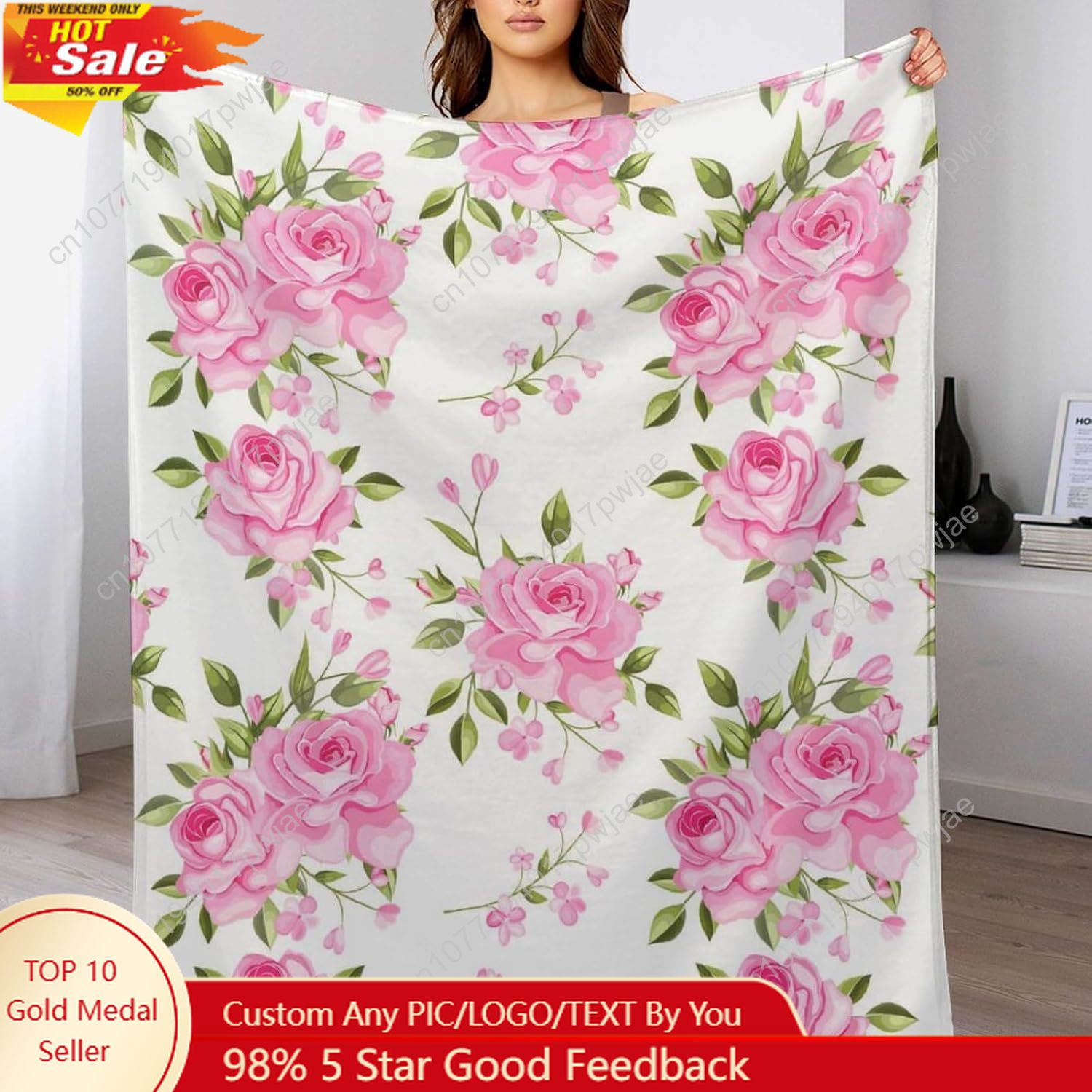 Pink Flower Throw Blanket Flor - Home Decor Luxury ulasan dan harga