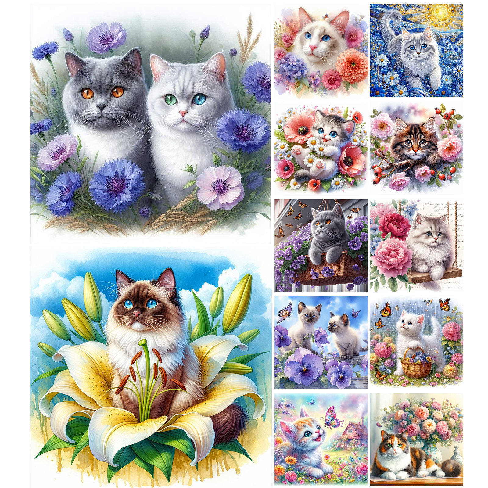 Cat Full DIY 5D Round Drill Di - Home Decor Diy Ideas ulasan dan harga