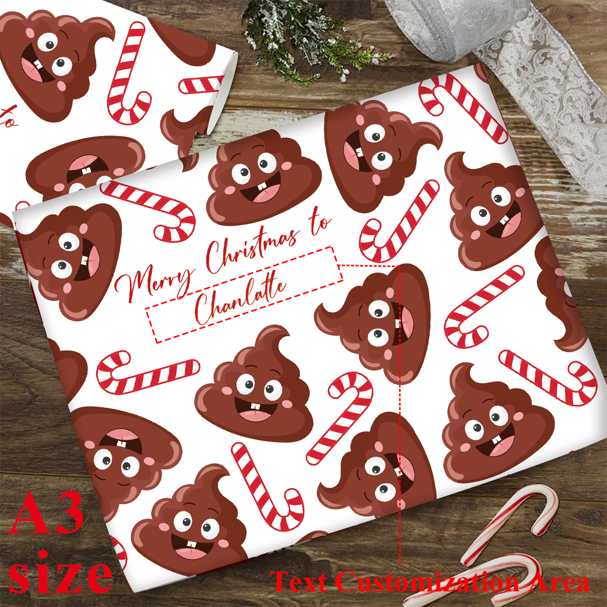 3pcs Custom Name Christmas Pap - Home Decor Emoji ulasan dan harga