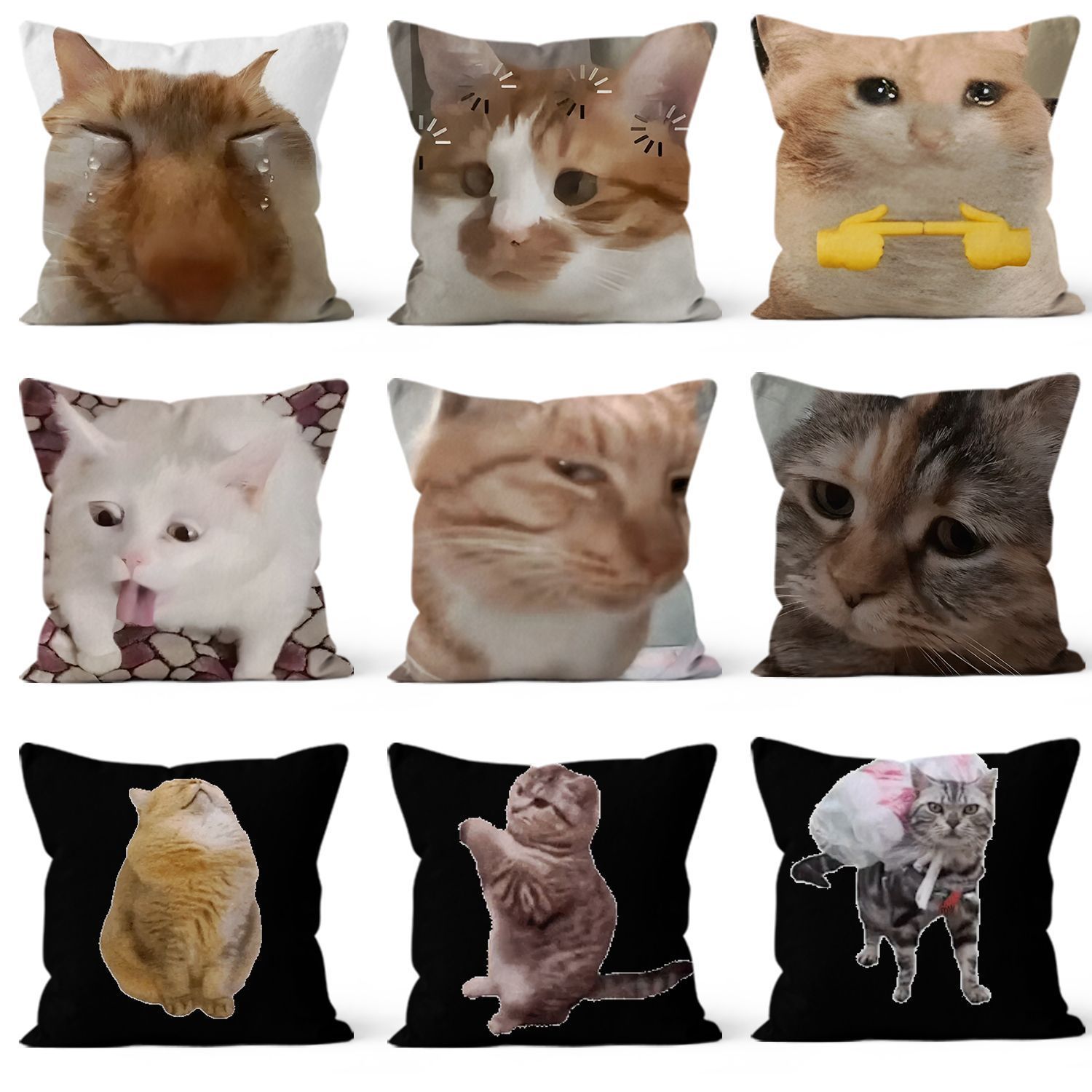 Cute Cat Emoji Print Pillow Mu - Home Decor Emoji ulasan dan harga