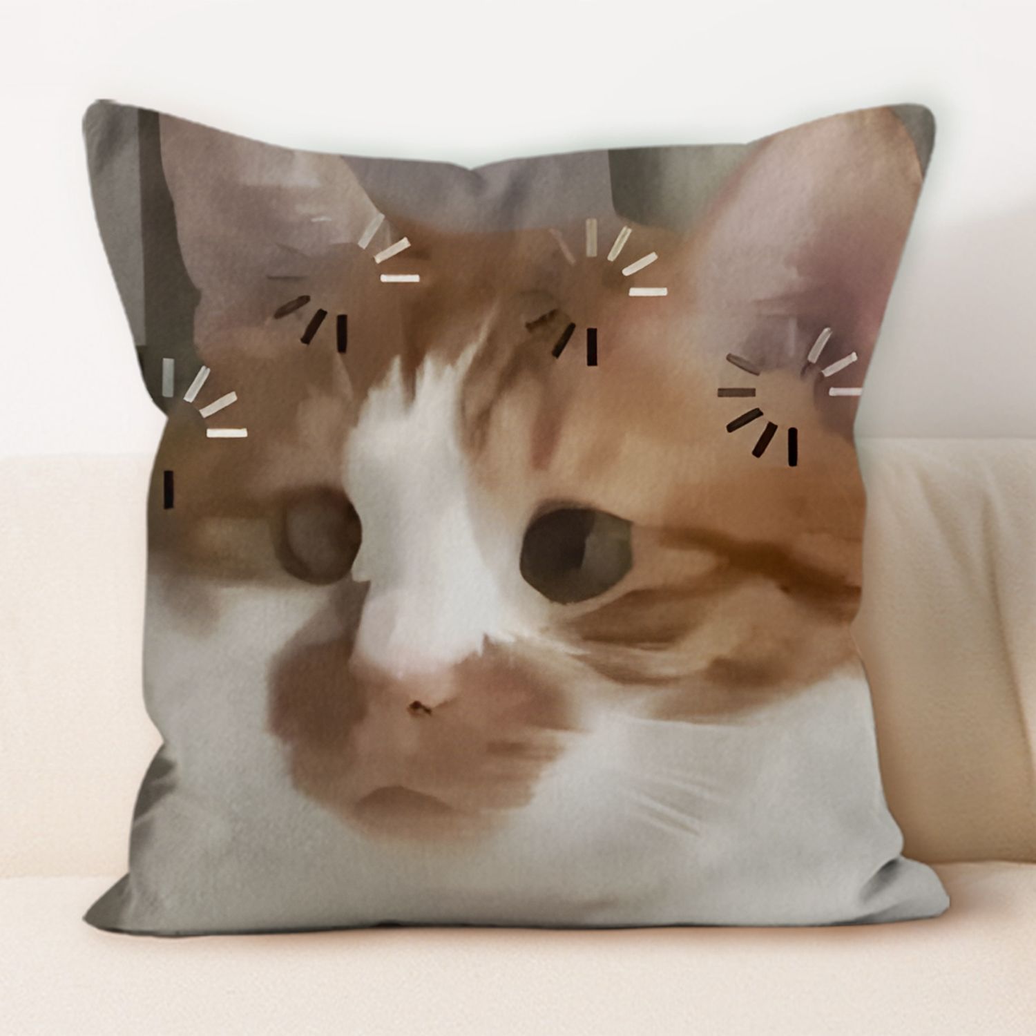 Cute Cat Emoji Print Pillow Mu - Home Decor Emoji ulasan dan harga