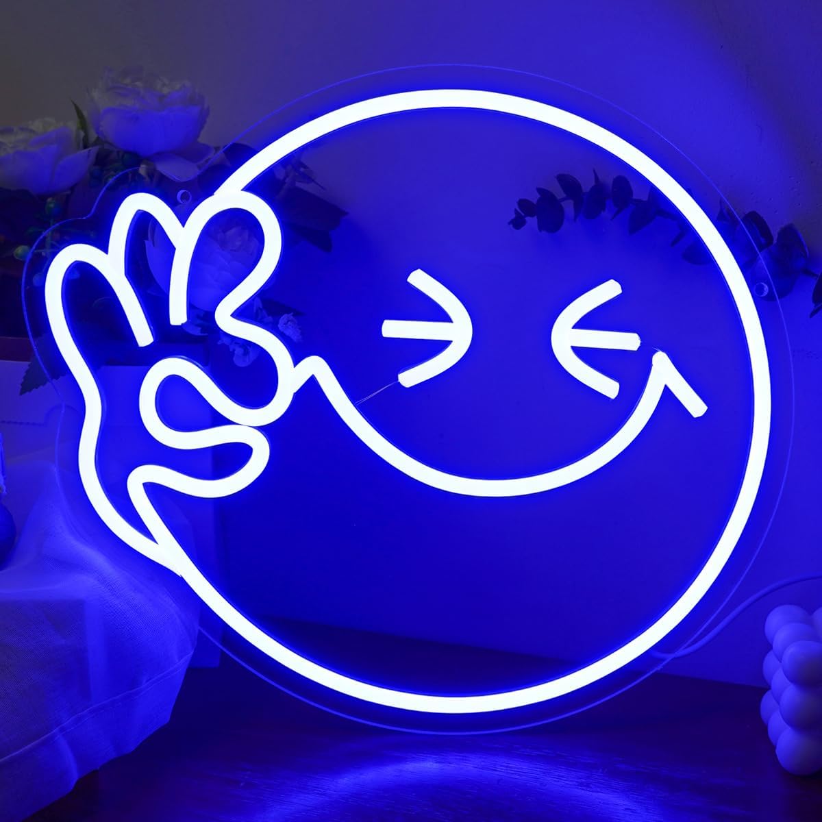 Emoji Smile OK  Neon Sign USB  - Home Decor Emoji ulasan dan harga