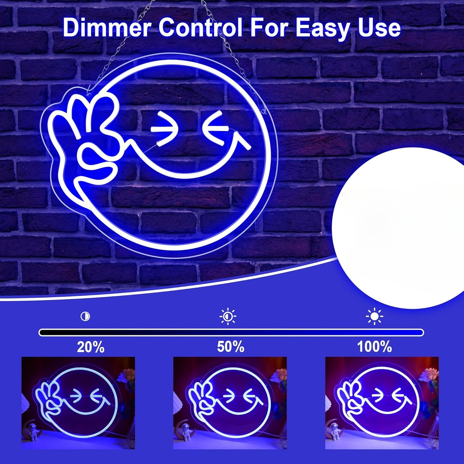 Emoji Smile OK  Neon Sign USB  - Home Decor Emoji ulasan dan harga