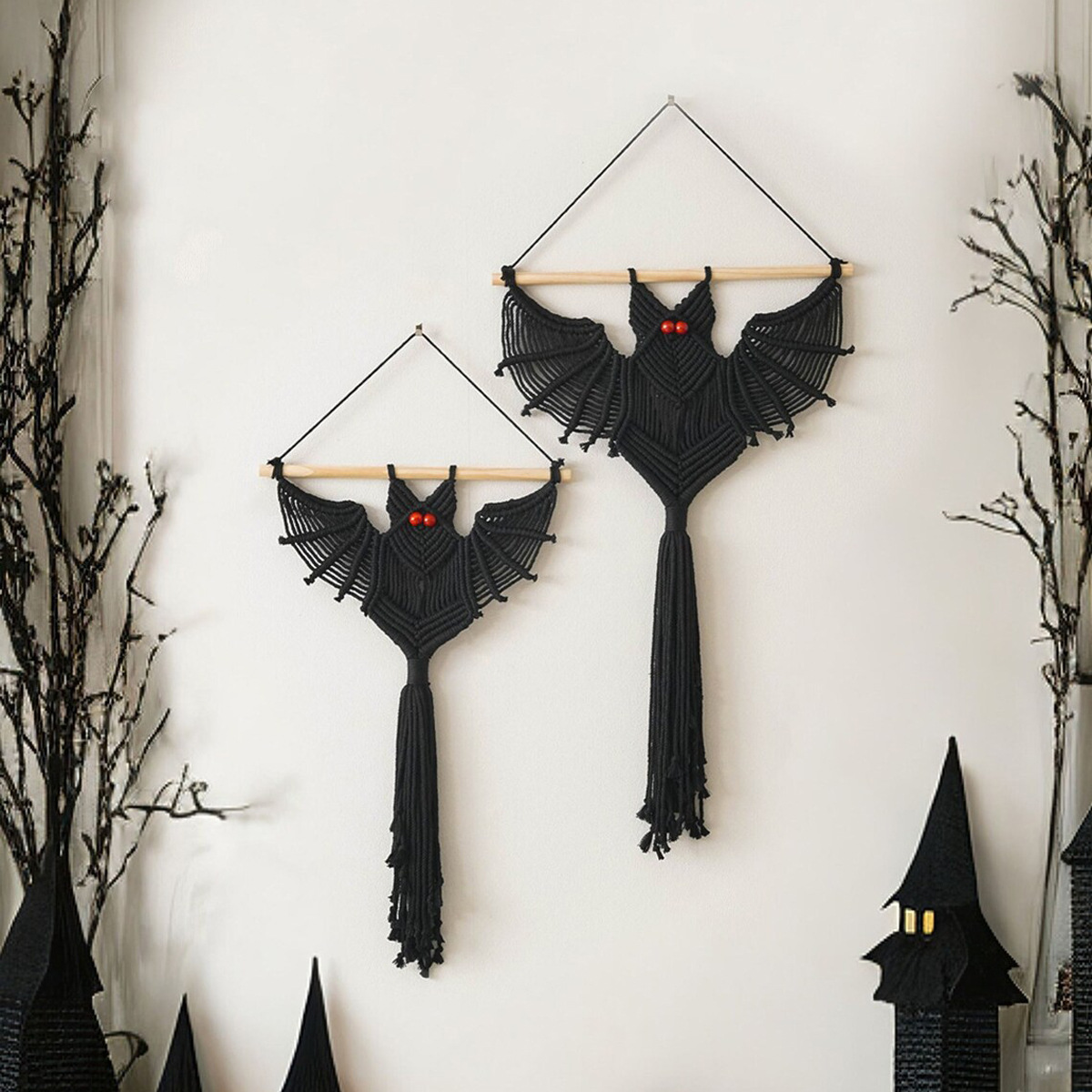 Halloween Bat Macrame Wall Han - Macrame Wall Hanging ulasan dan harga