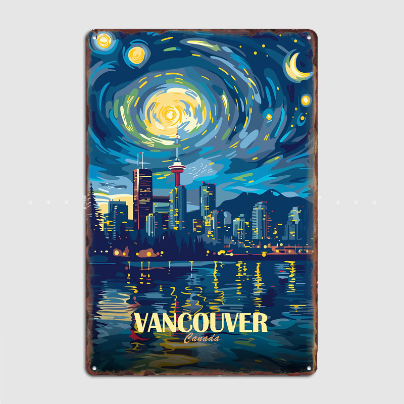 Vancouver Canada Night Skyline - Home Decor Vancouver ulasan dan harga