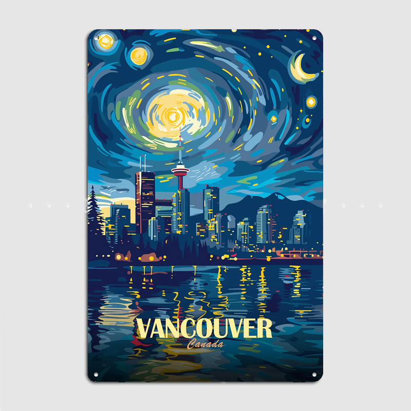 Vancouver Canada Night Skyline - Home Decor Vancouver ulasan dan harga