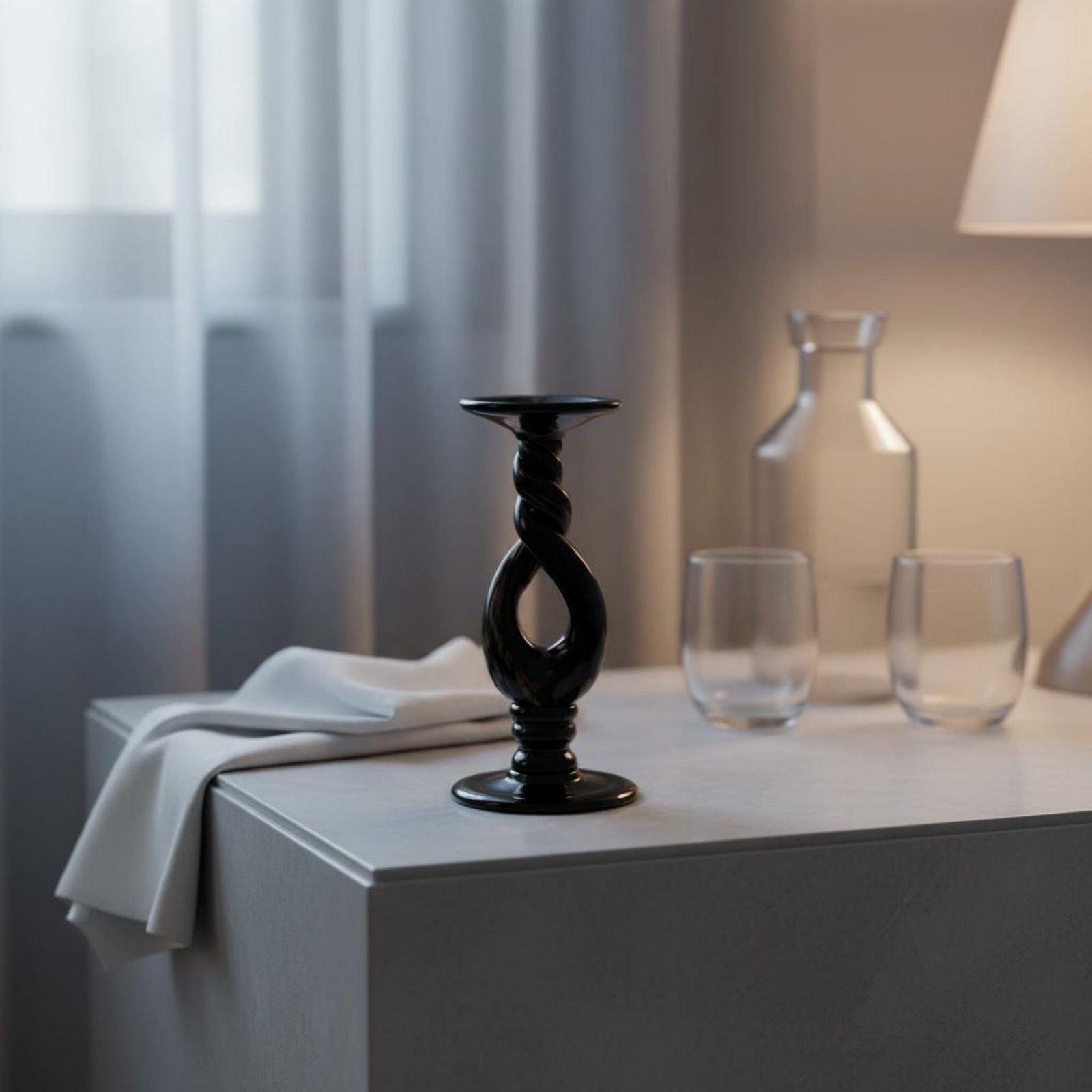 2 Pieces Black Glass Candlesti - Home Decor Luxury ulasan dan harga