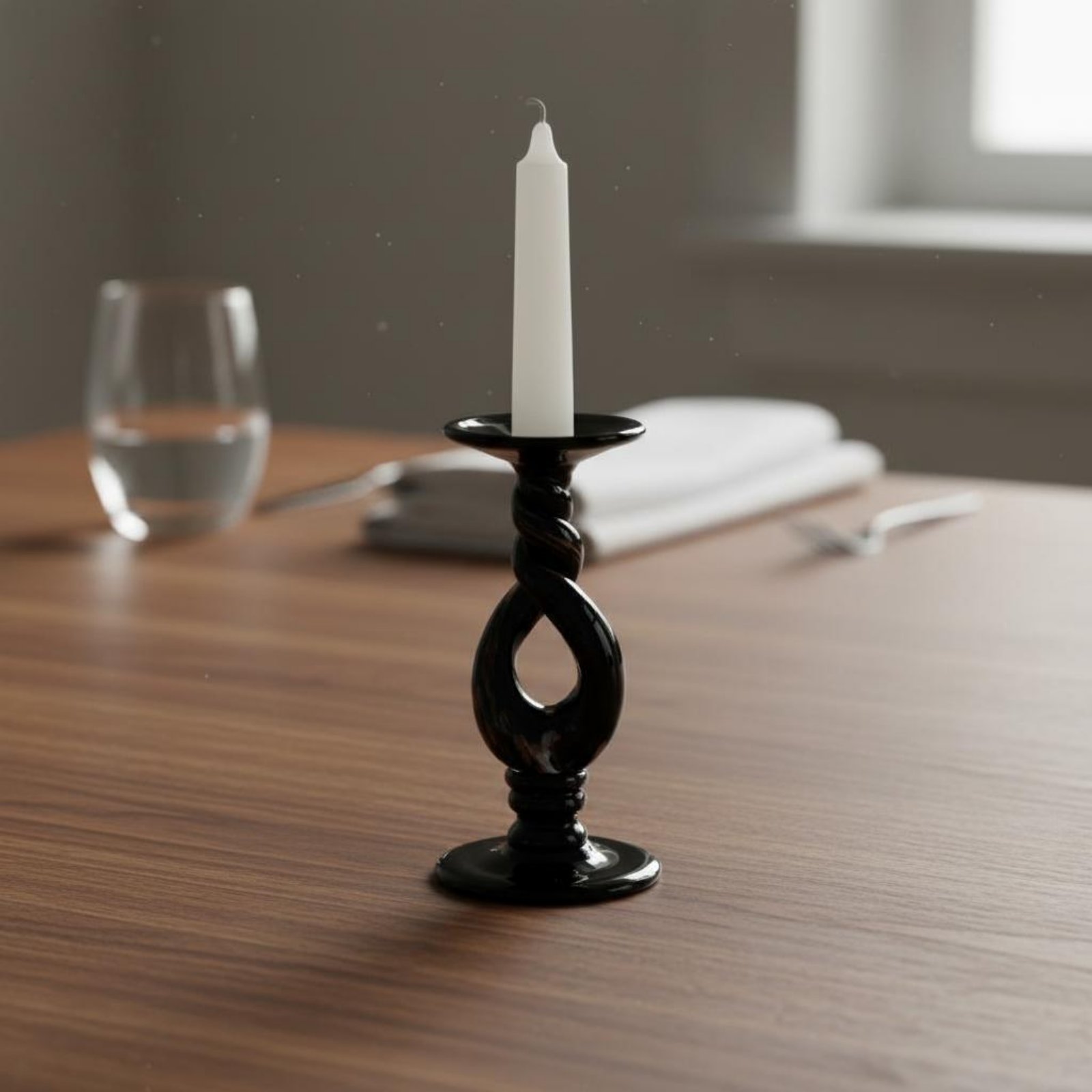 2 Pieces Black Glass Candlesti - Home Decor Luxury ulasan dan harga
