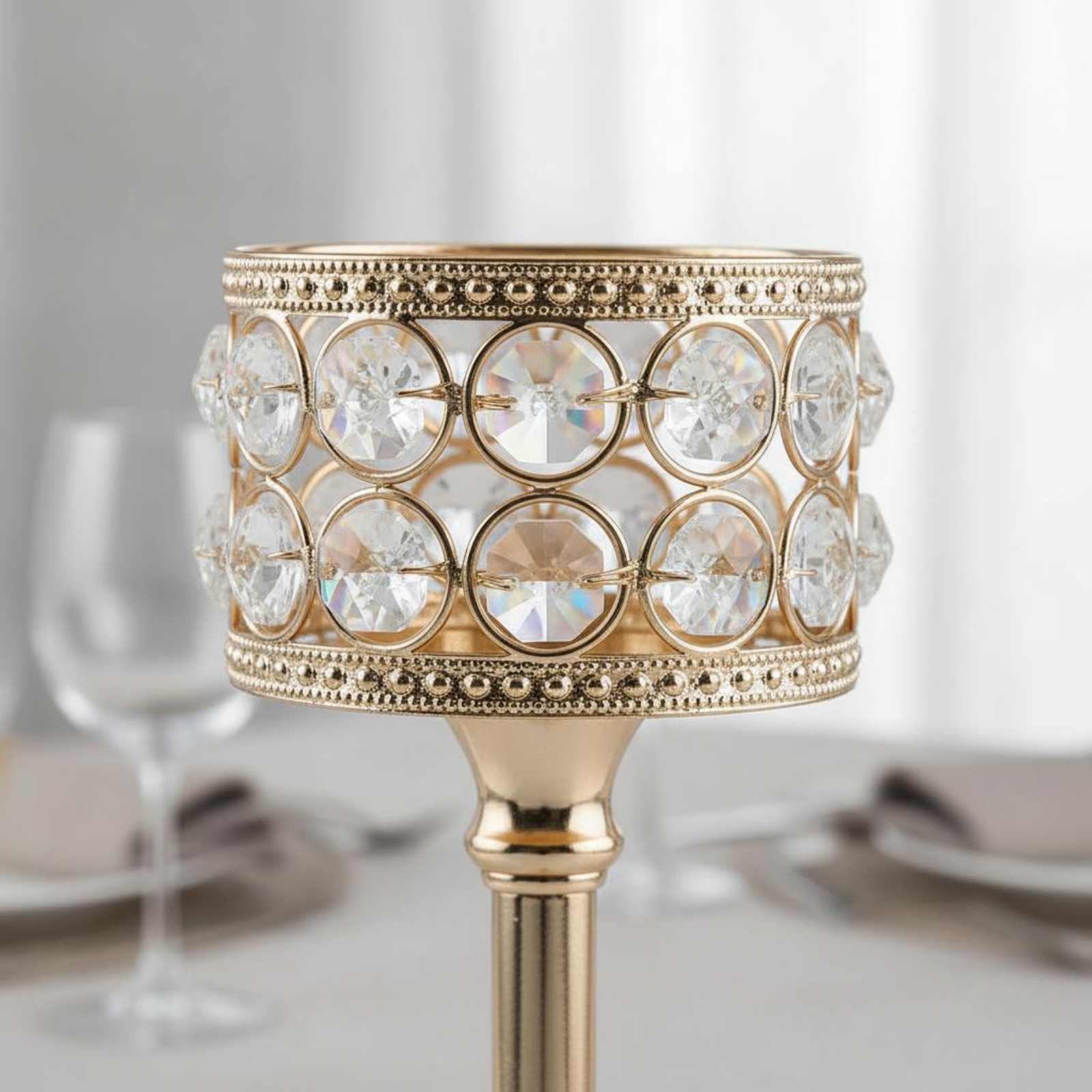 3 Pieces Gold Crystal Candle H - Home Decor Luxury ulasan dan harga