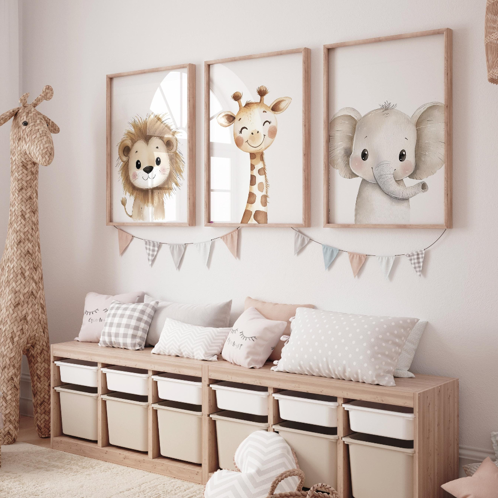 3pcs Safari Animal Nursery Pri - Watercolor Poster Print ulasan dan harga