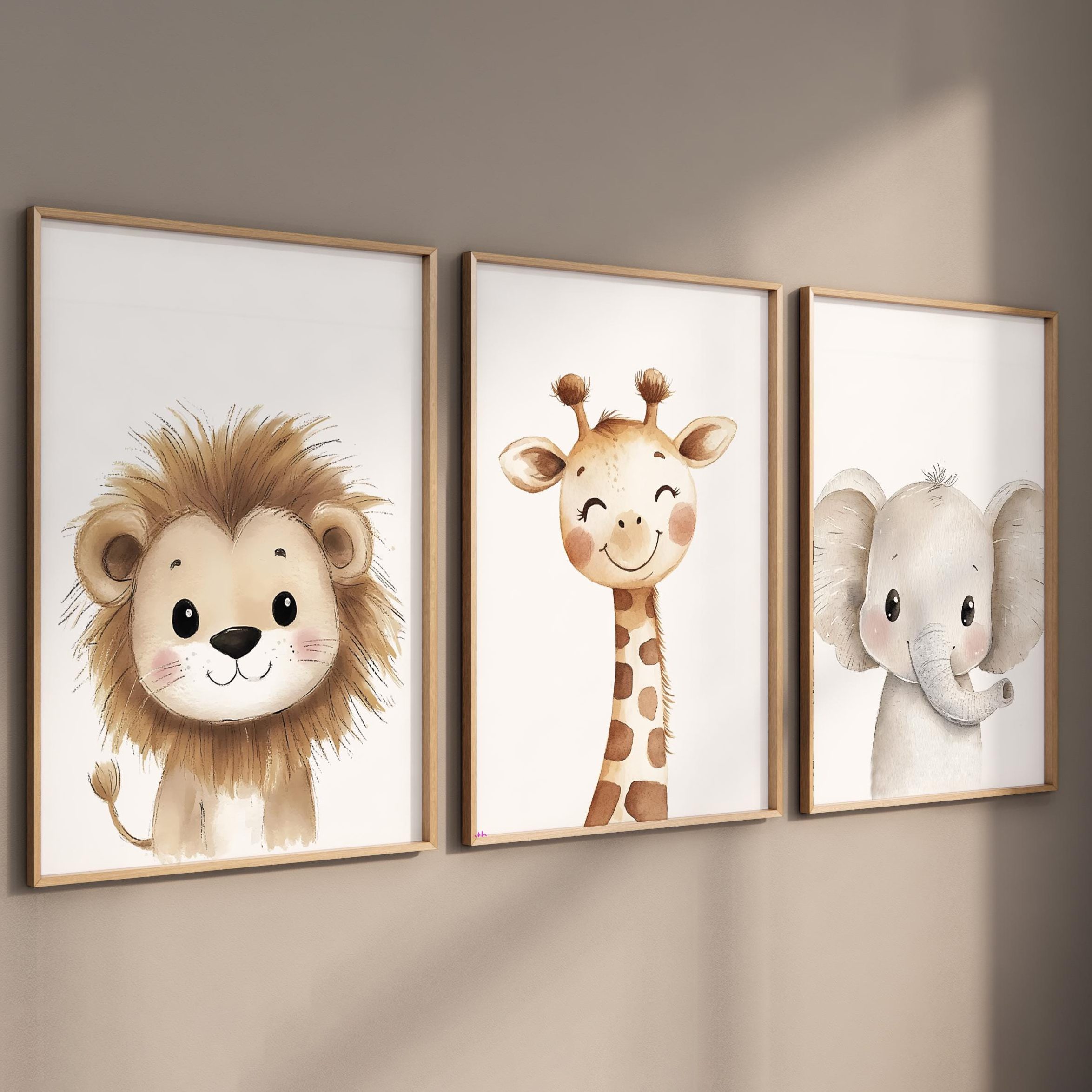 3pcs Safari Animal Nursery Pri - Watercolor Poster Print ulasan dan harga