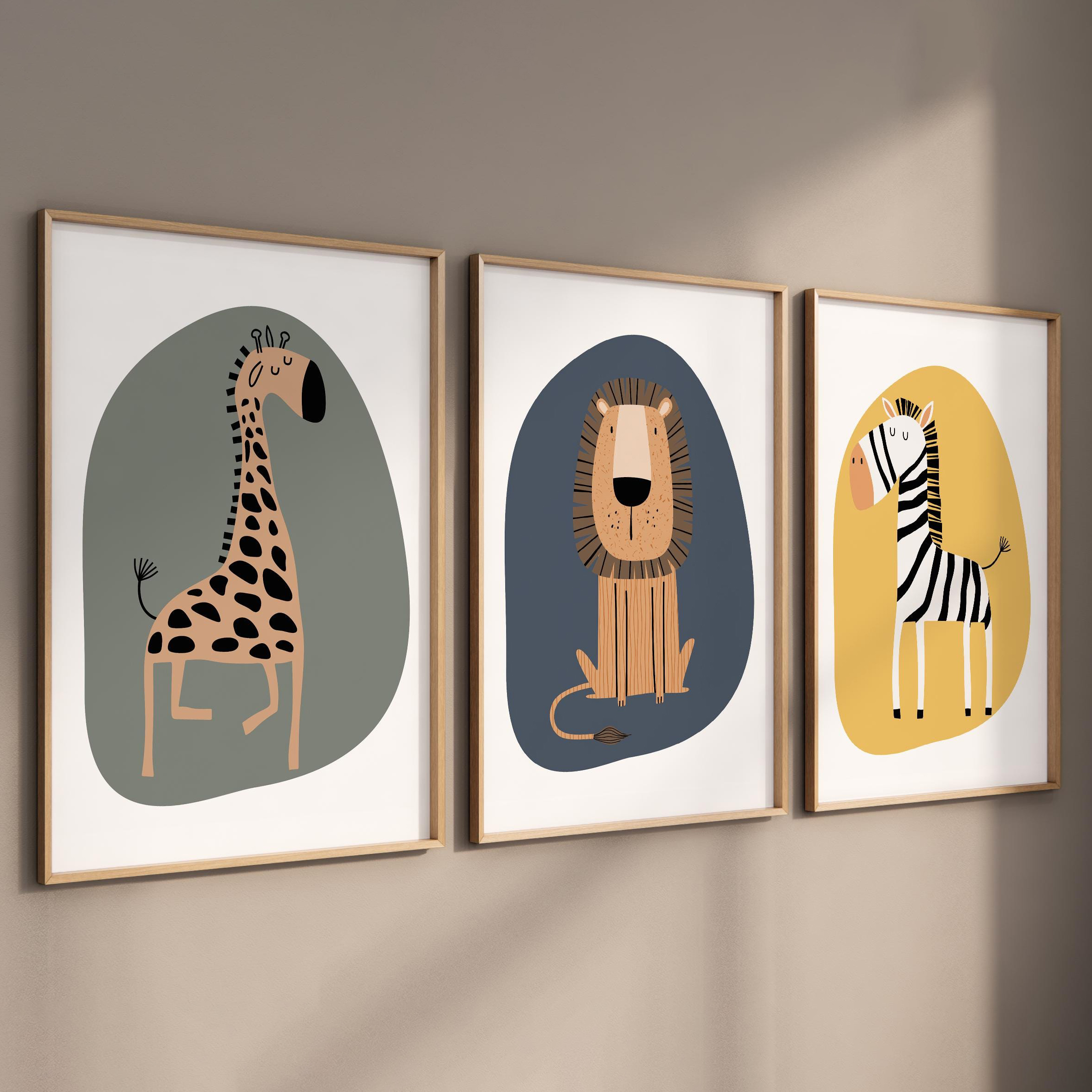 3pcs Safari Animal Nursery Pri - Watercolor Poster Print ulasan dan harga