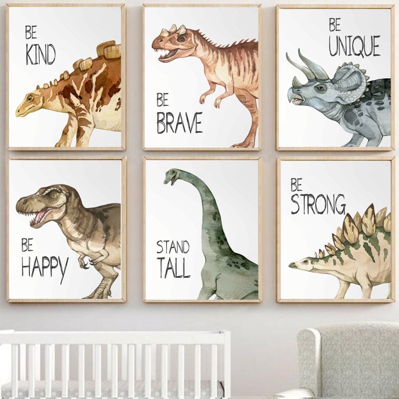 Watercolor Dinosaur Poster Nur - Watercolor Poster Print ulasan dan harga