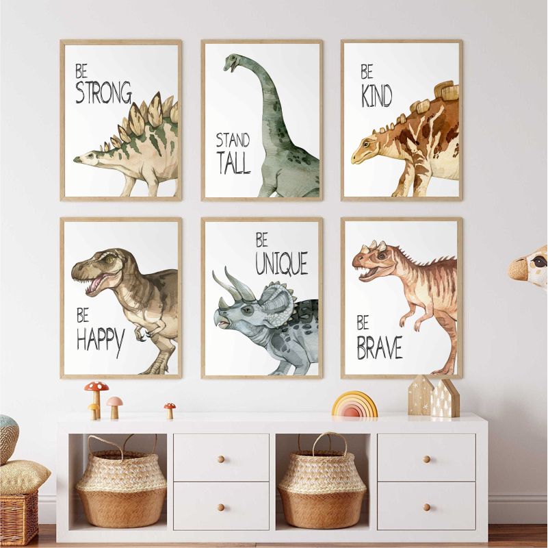 Watercolor Dinosaur Poster Nur - Watercolor Poster Print ulasan dan harga