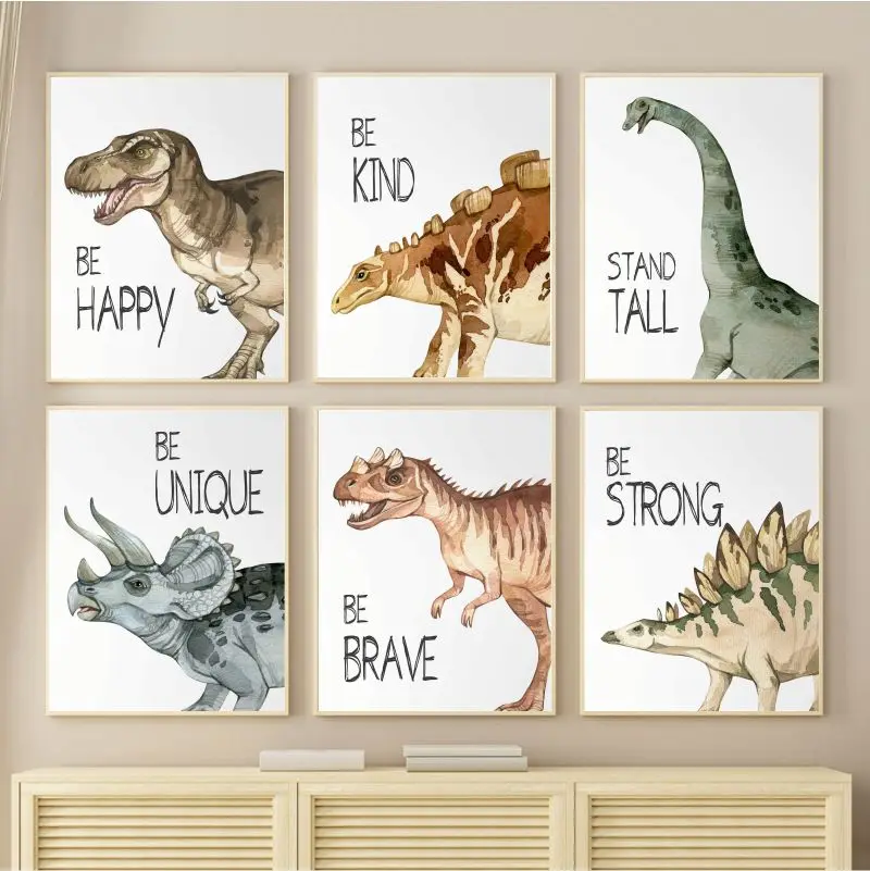 Watercolor Dinosaur Poster Nur - Watercolor Poster Print ulasan dan harga