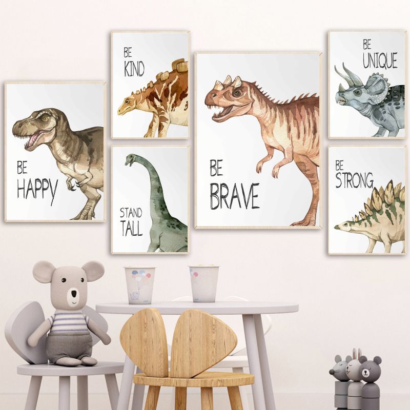 Watercolor Dinosaur Poster Nur - Watercolor Poster Print ulasan dan harga