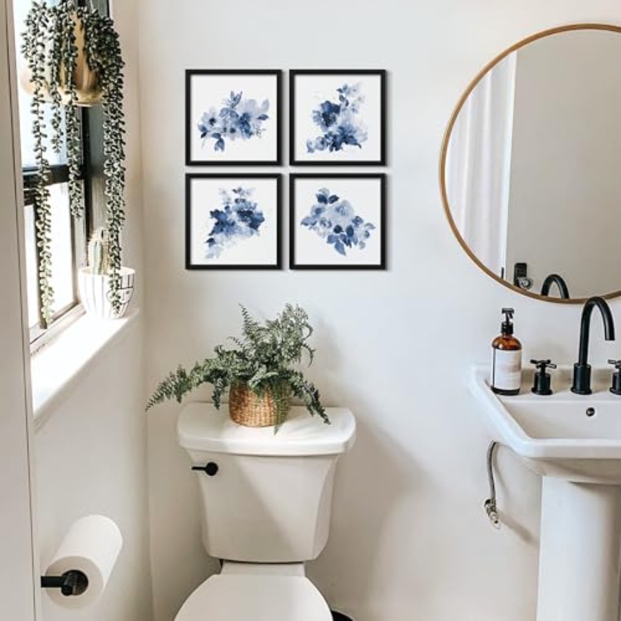 Framed Bathroom Wall Decor Nav - Watercolor Poster Print ulasan dan harga