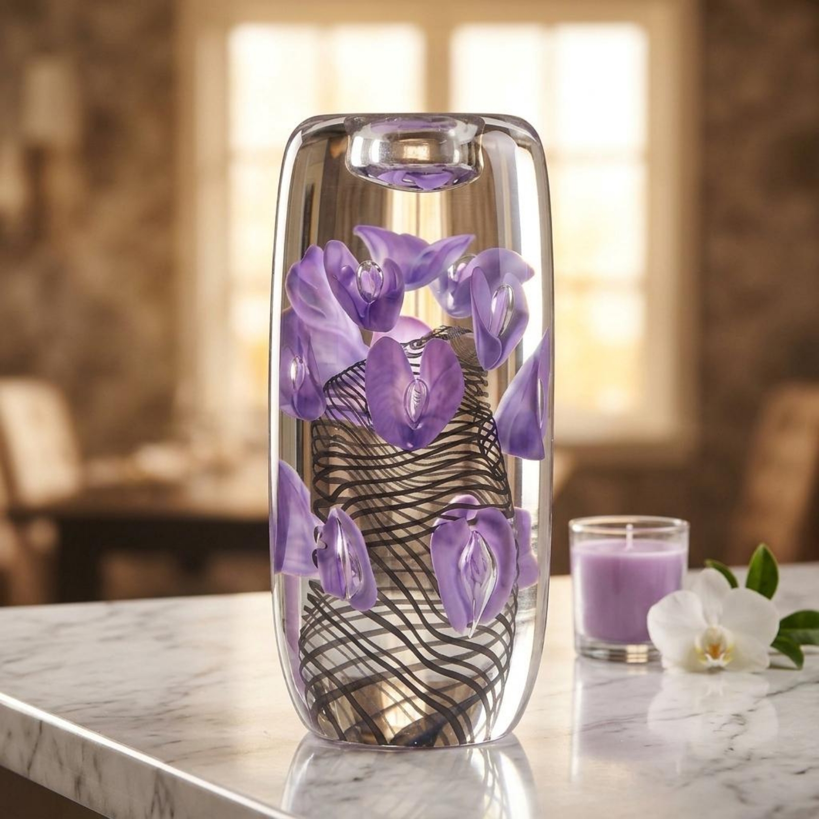 Violet Petal Glass Candle Hold - Home Decor Luxury ulasan dan harga