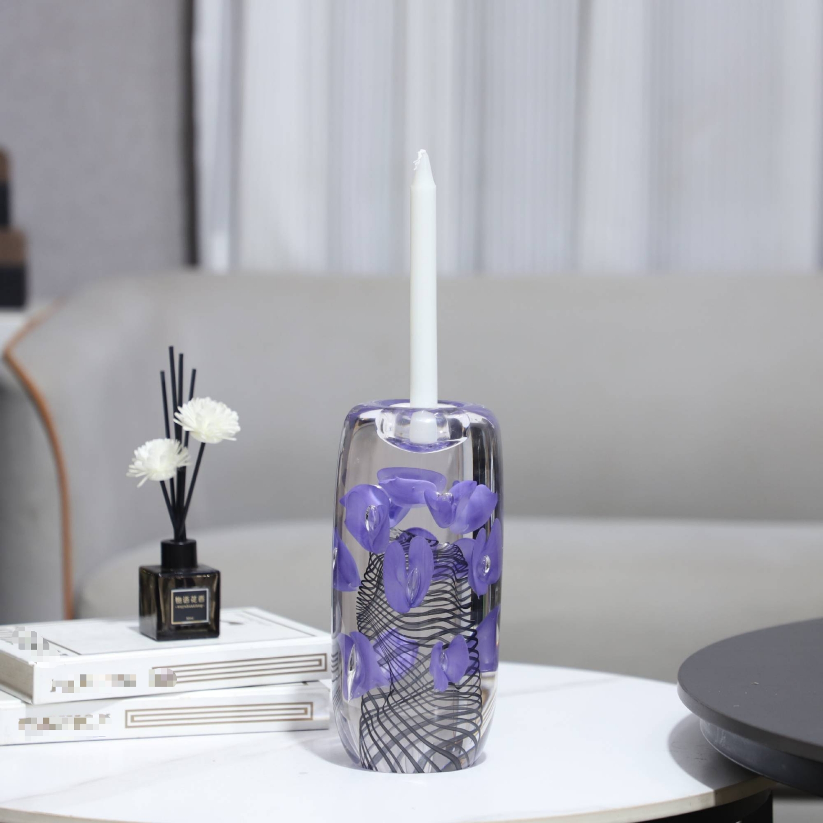 Violet Petal Glass Candle Hold - Home Decor Luxury ulasan dan harga