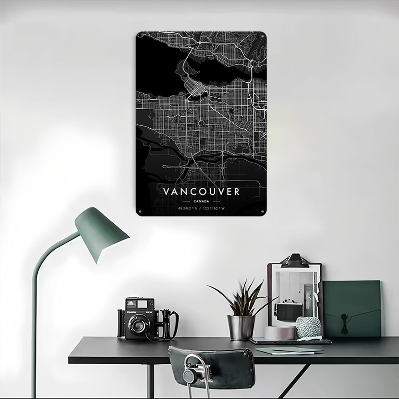 Vancouver City Map Dark Tinpla - Home Decor Vancouver ulasan dan harga