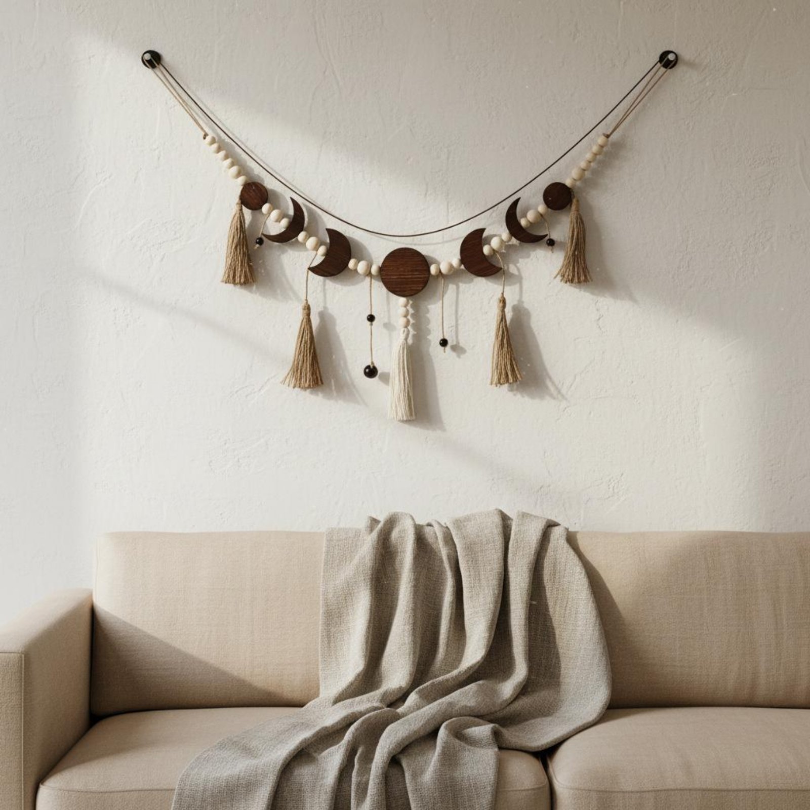 Macrame Moon Wall Hanging Hand - Macrame Wall Hanging ulasan dan harga