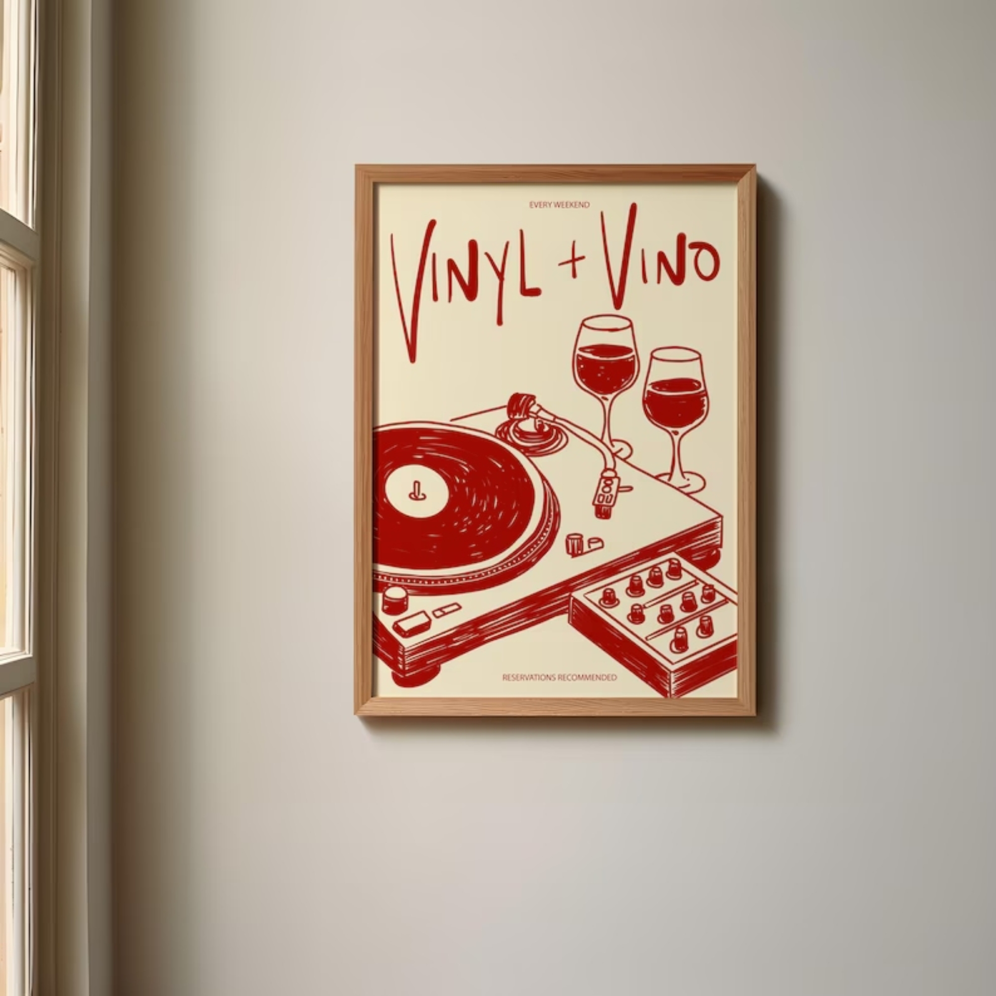 Vinyl & Vino Music Illustratio - Home Decor Online ulasan dan harga