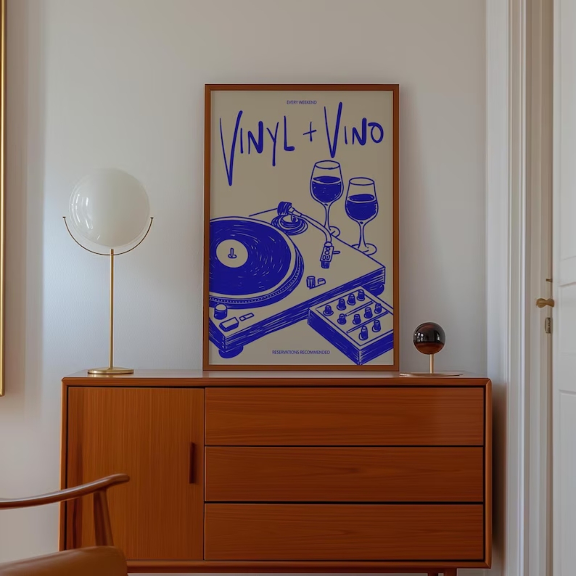 Vinyl & Vino Music Illustratio - Home Decor Online ulasan dan harga