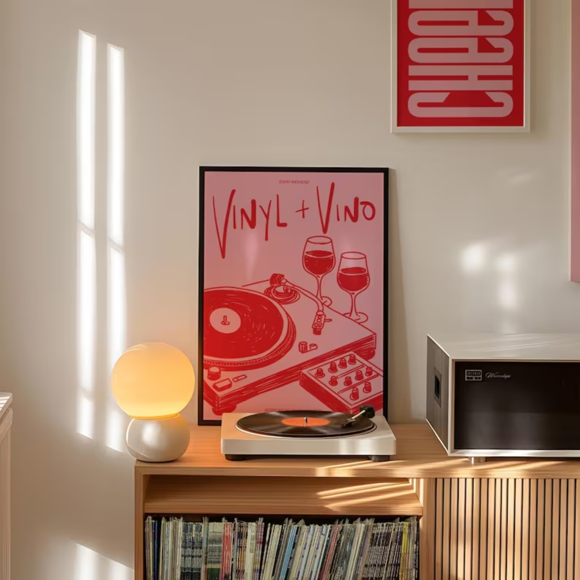 Vinyl & Vino Music Illustratio - Home Decor Online ulasan dan harga