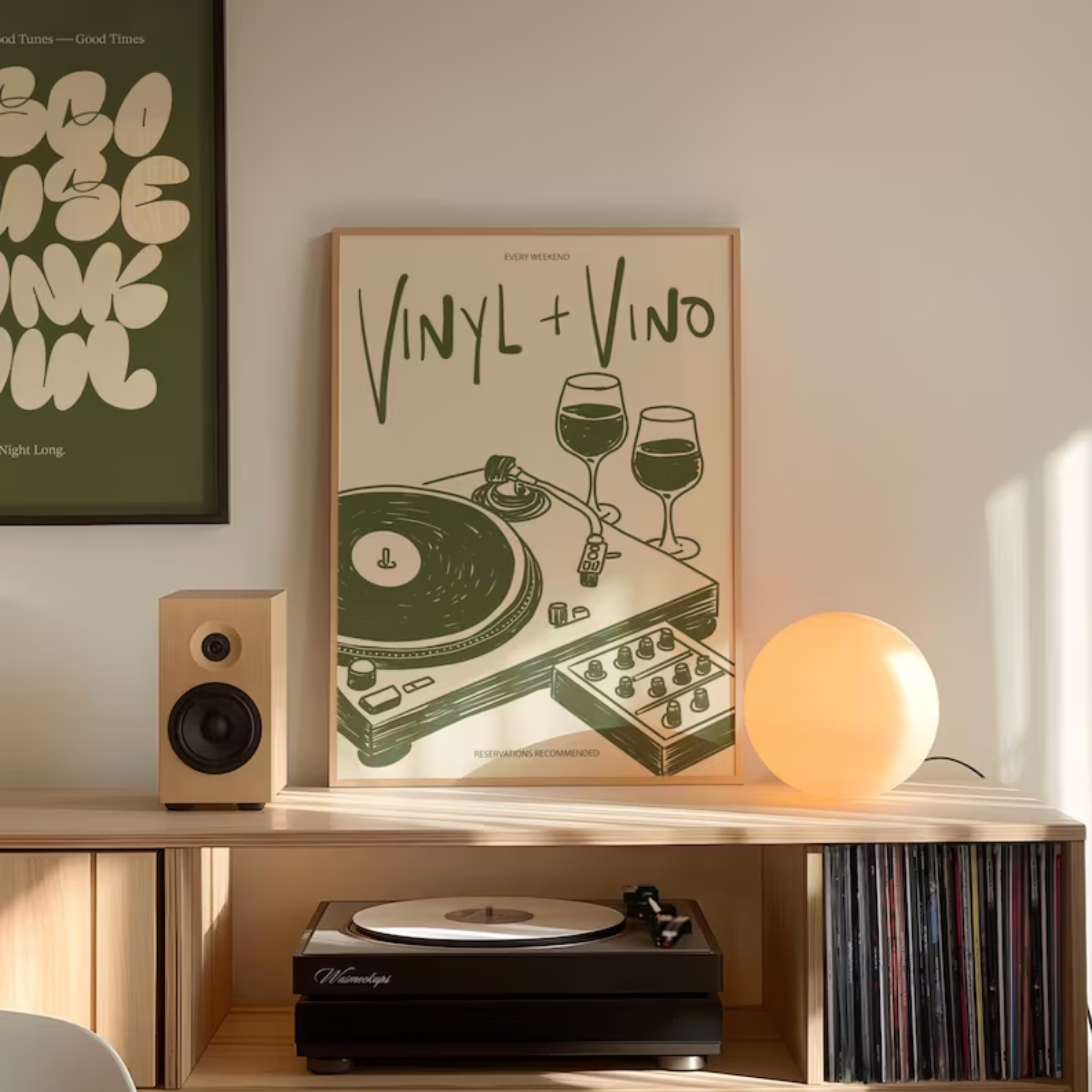 Vinyl & Vino Music Illustratio - Home Decor Online ulasan dan harga