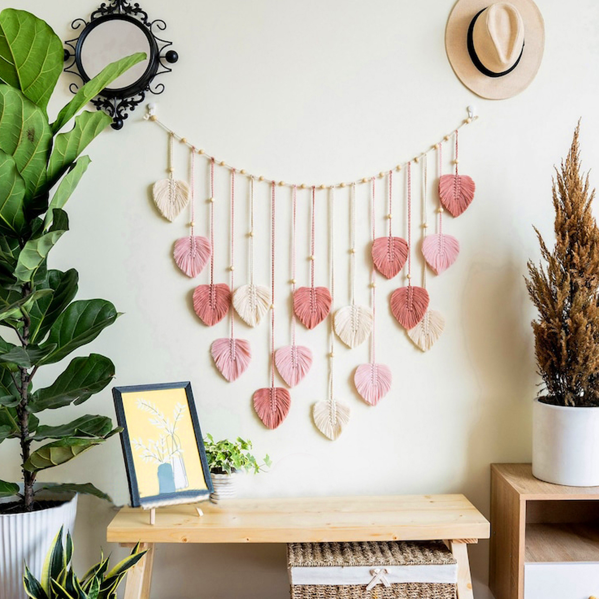 Large Macrame Handmade Fiber L - Macrame Wall Hanging ulasan dan harga
