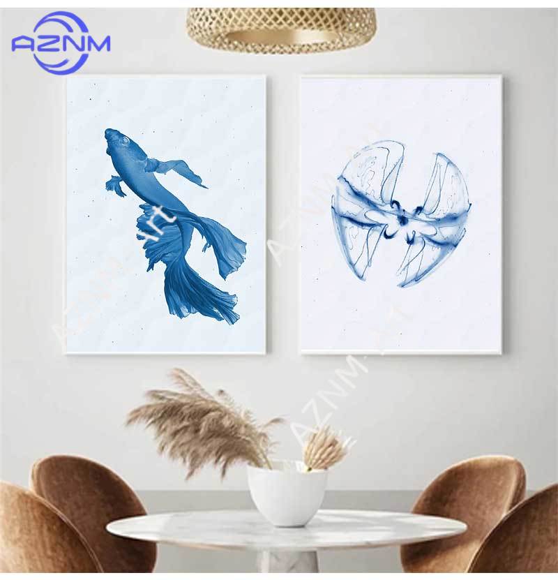 Retro Sea Animal Cyanea Jellyf - Watercolor Poster Print ulasan dan harga