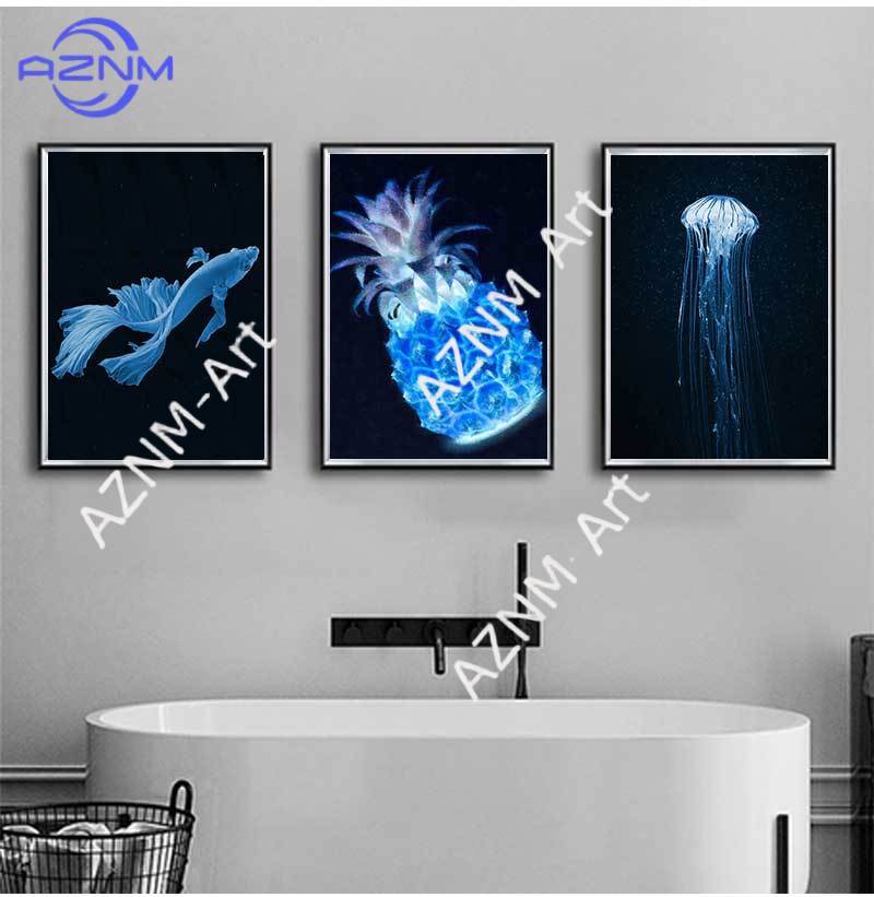Retro Sea Animal Cyanea Jellyf - Watercolor Poster Print ulasan dan harga