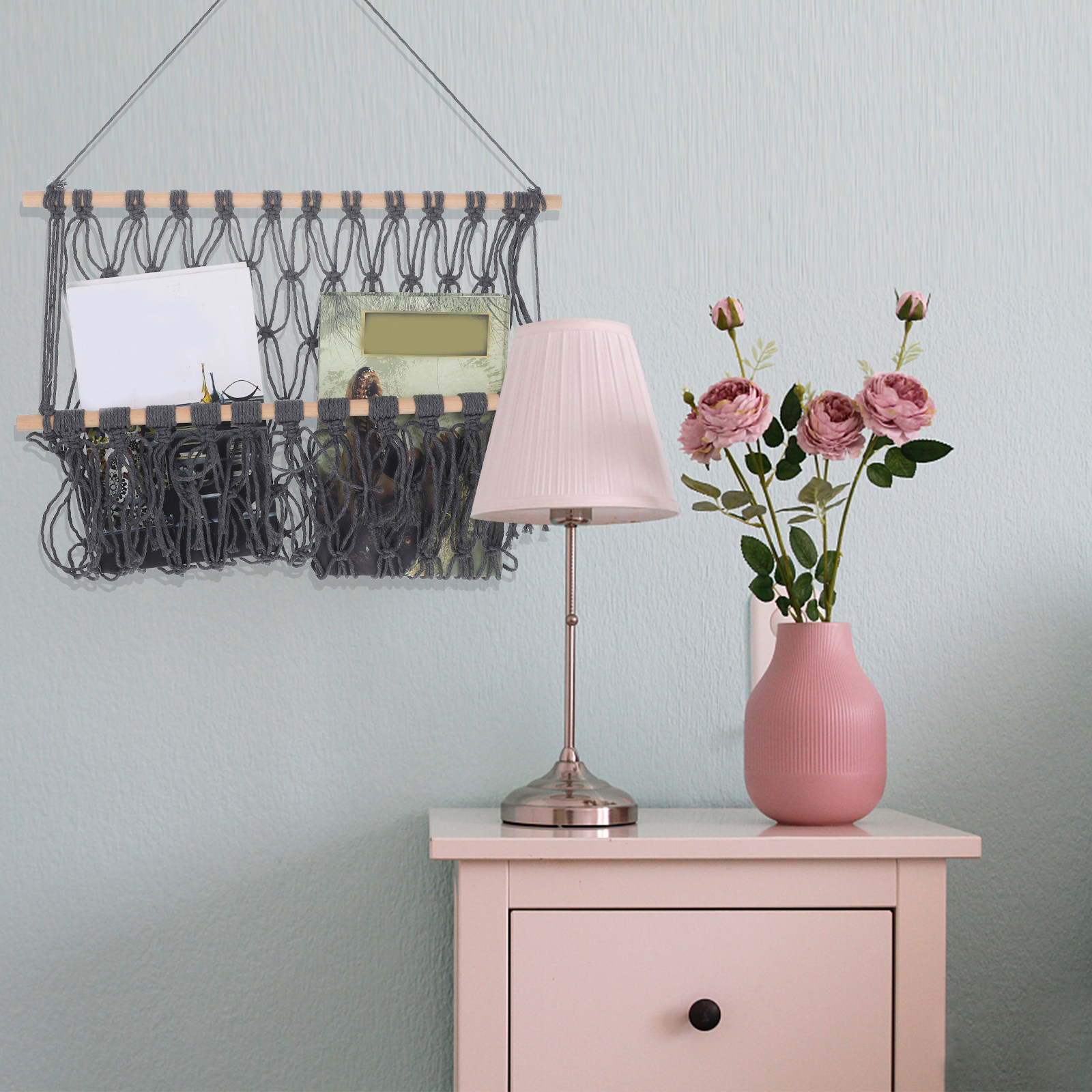 Cotton Woven Storage Mesh Hand - Macrame Wall Hanging ulasan dan harga