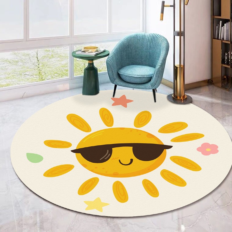 Cute Cartoon Pattern Round Are - Home Decor Emoji ulasan dan harga