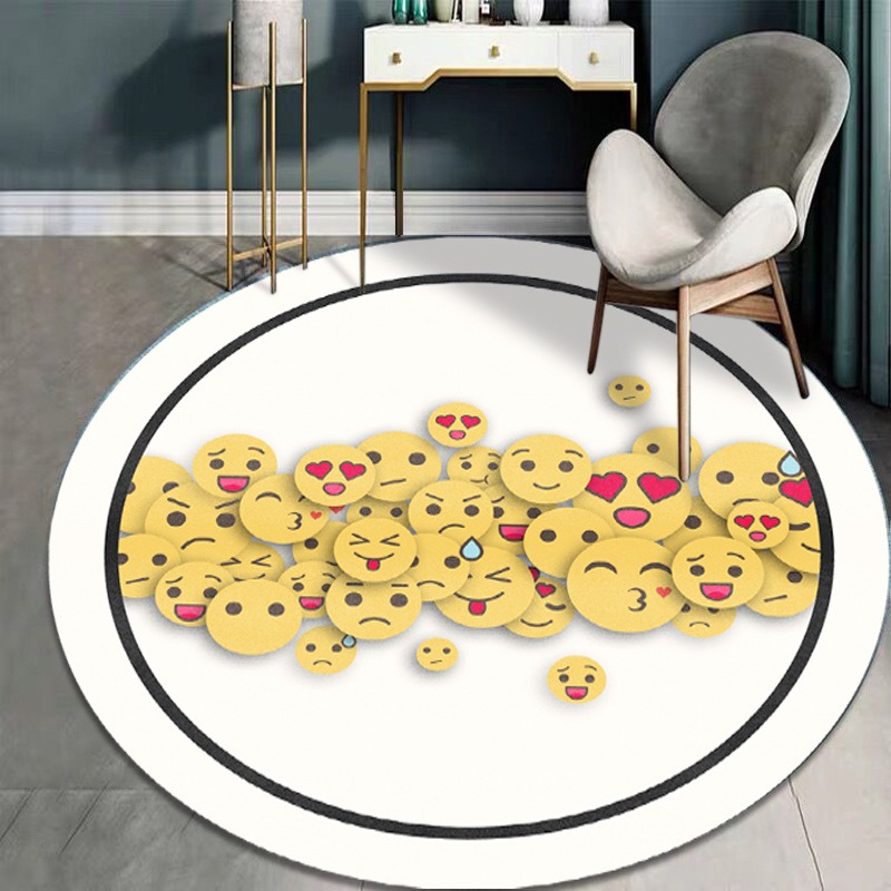 Cute Cartoon Pattern Round Are - Home Decor Emoji ulasan dan harga