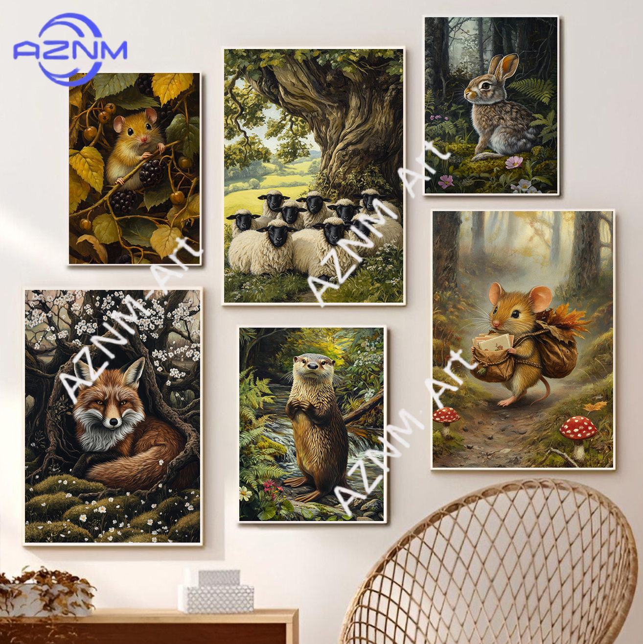 Spring Autumn Forest Lovely An - Watercolor Poster Print ulasan dan harga