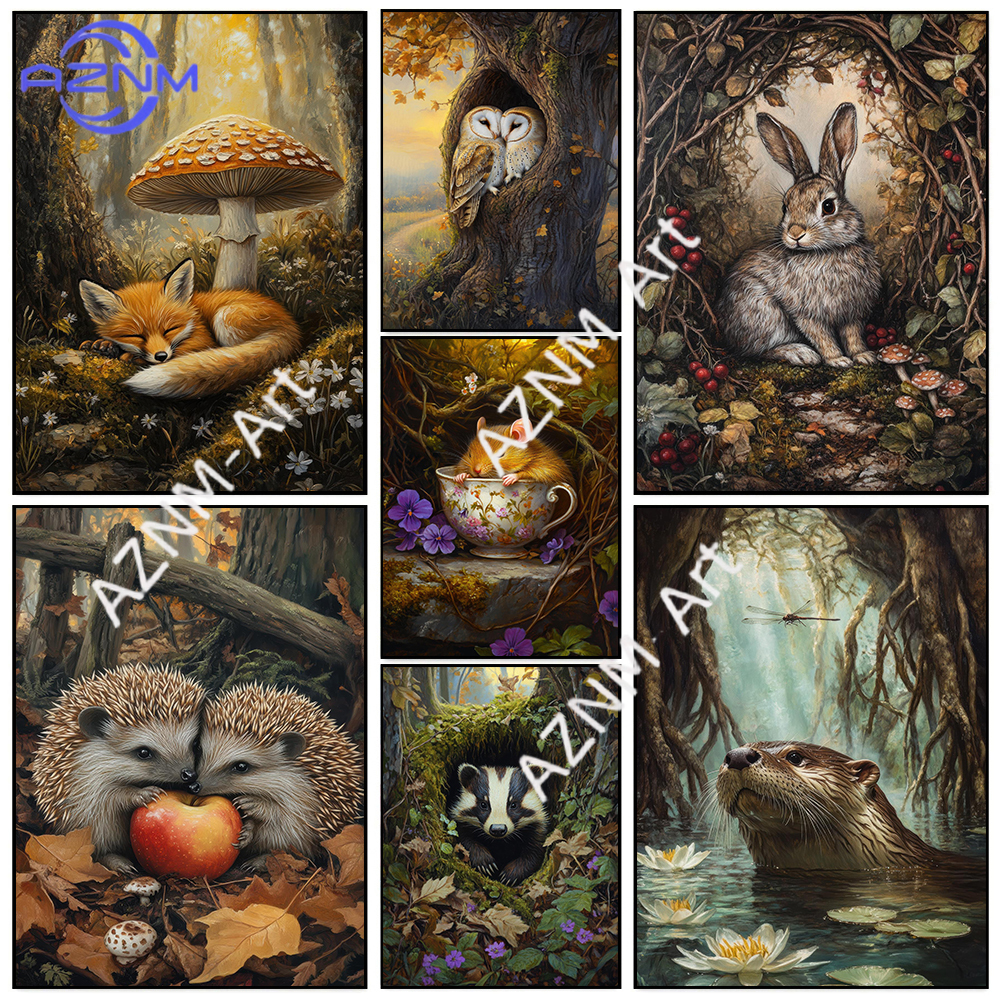 Spring Autumn Forest Lovely An - Watercolor Poster Print ulasan dan harga
