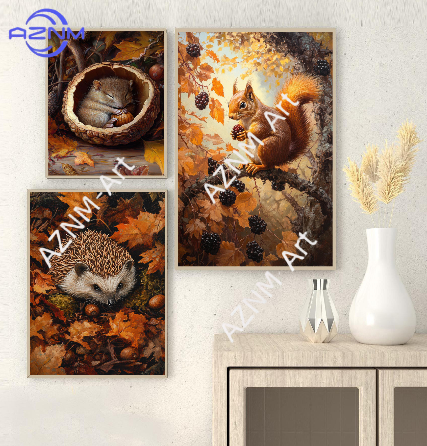 Spring Autumn Forest Lovely An - Watercolor Poster Print ulasan dan harga