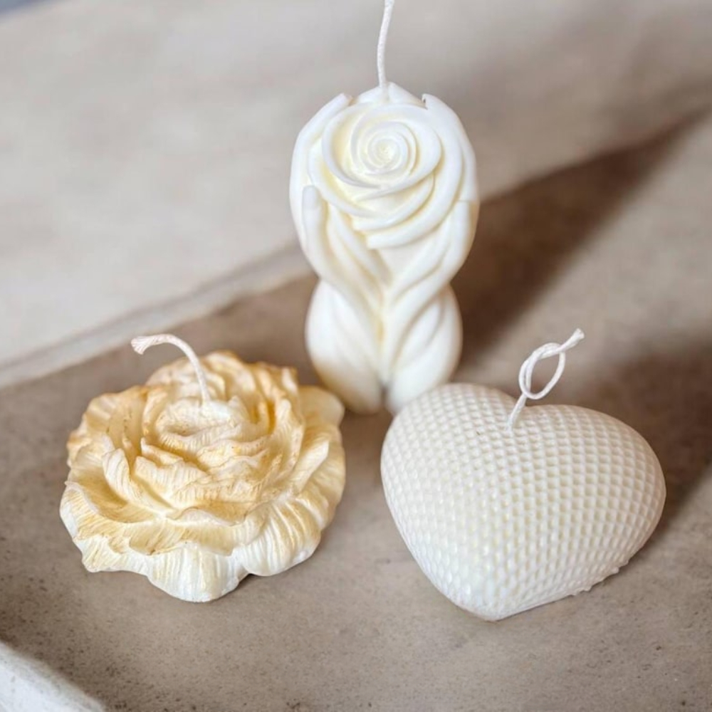 Rose Heart Candle Silicone Mol - Scented Candle Set ulasan dan harga