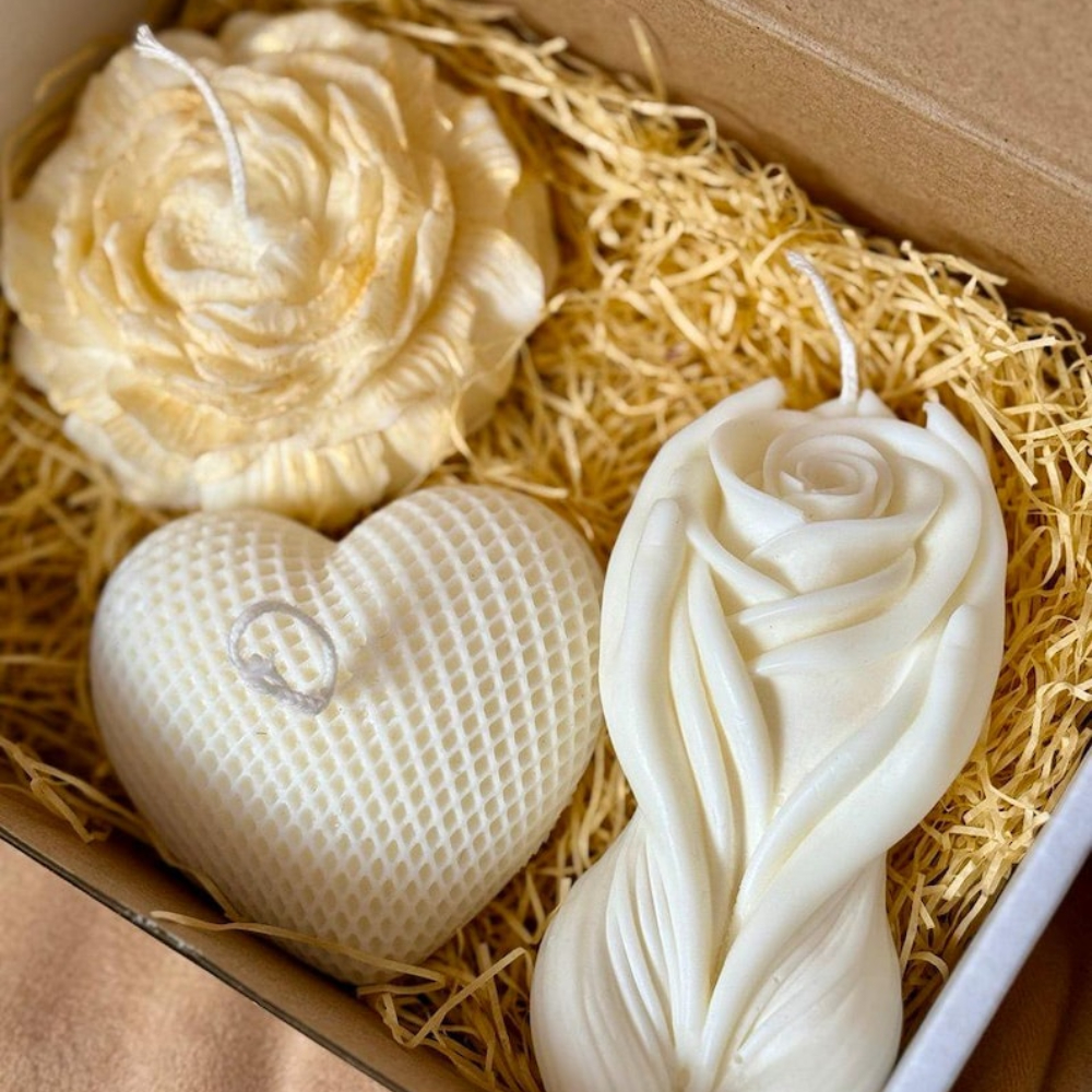 Rose Heart Candle Silicone Mol - Scented Candle Set ulasan dan harga