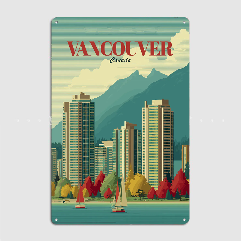 Vancouver Cityscape with Mount - Home Decor Vancouver ulasan dan harga