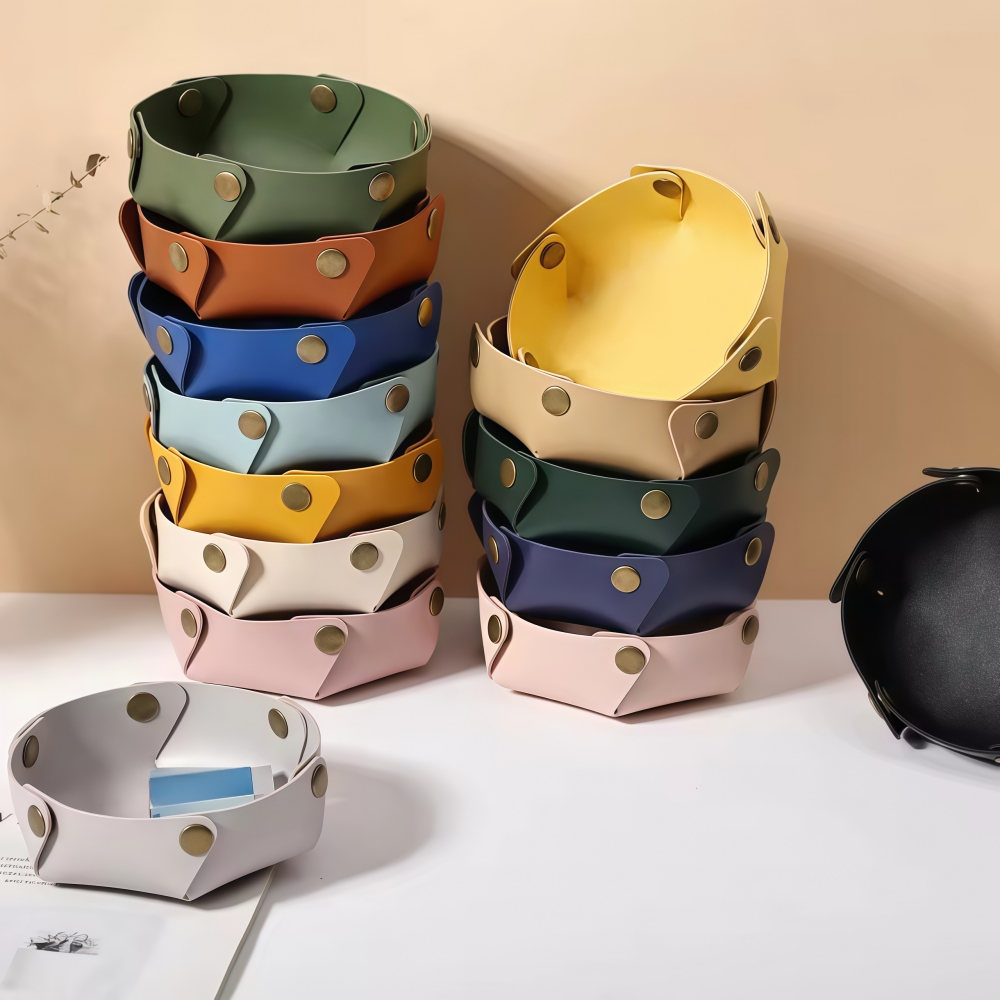 1PC Leather Storage Tray Deskt - Home Decor Organizer ulasan dan harga