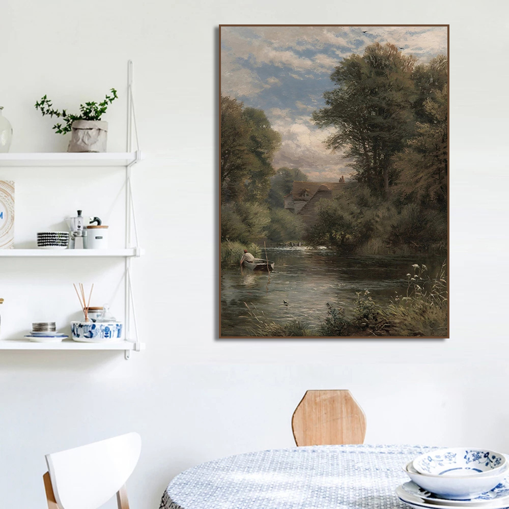 Vintage Countryside Spring Nat - Watercolor Poster Print ulasan dan harga